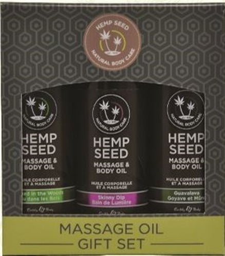 Hemp Seed Massage and Body Oil Gift Set - - 3 Pack - 2 Fl. Oz. Bottles EB-MASG003