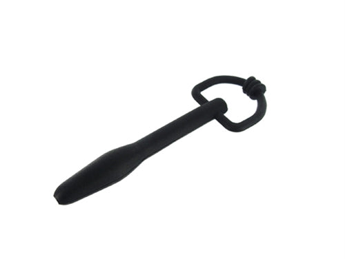 Silicone Cum Thru D Ring Penis Plug - Black MS-AB946