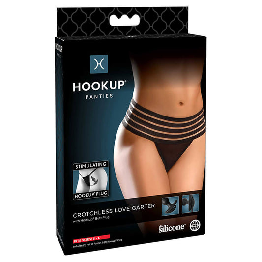 Hookup Crotchless Love Garter Black Fits Size S-L