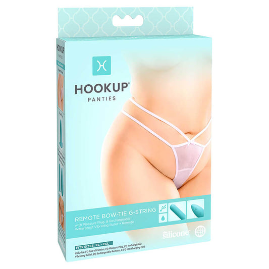 Hookup Remote Bowtie G-String White Fits Size XL-XXL