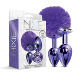 NIXIE Metal Butt Plug Set Pom Pom and Jewel-Inlaid Metallic