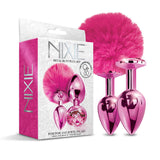 NIXIE Metal Butt Plug Set Pom Pom and Jewel-Inlaid Metallic