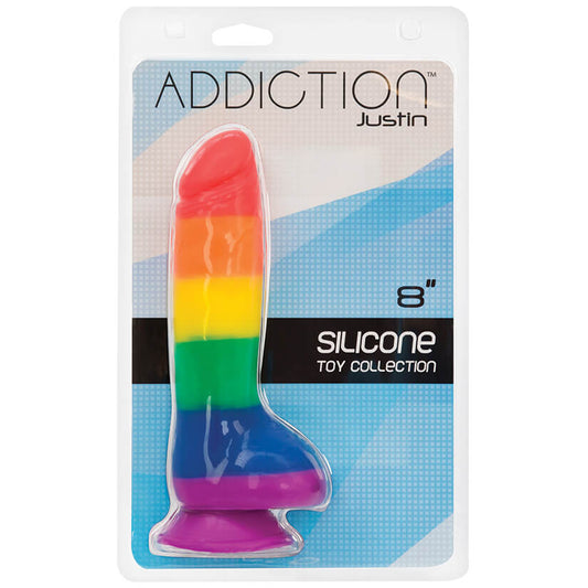 Addiction Justin Dildo W/ Balls-Pride 8"