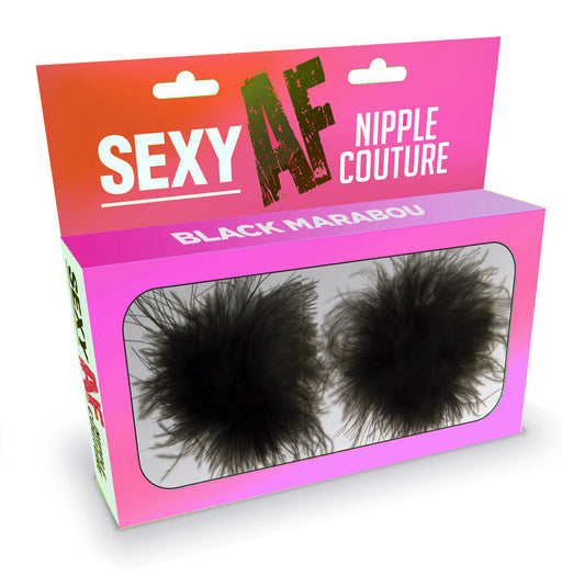 Sexy Af Nipple Couture  Black Marabou LG-NV205