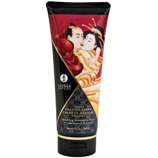 Shunga Kissable Massage Cream-Sparkling Strawberry Wine 7oz