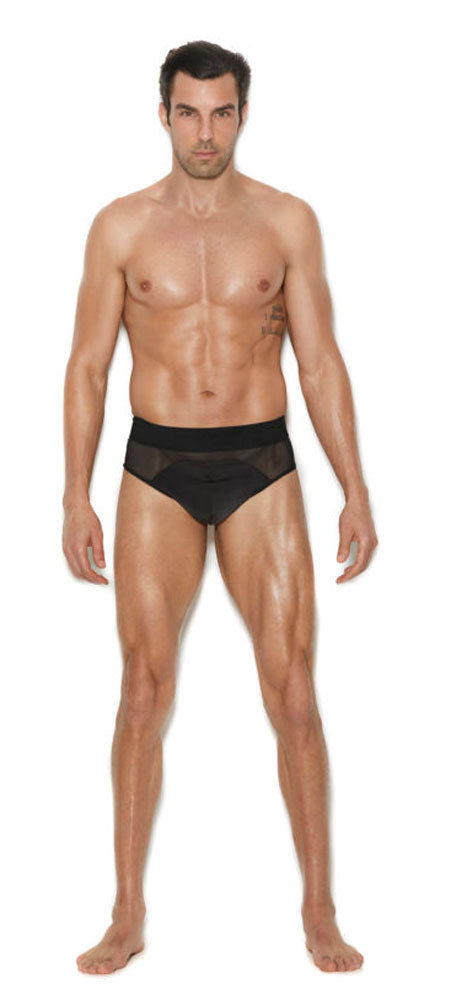 Men's Mesh and Lycra Jock Straps - Small/medium -  Black EM-82191BLKSM